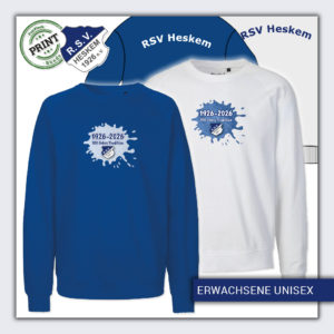 RSV Heskem | Jubiläum | Sweatshirt Unisex in Weiß oder Royal